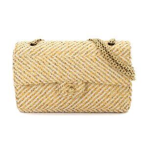 CHANEL BOY CHANEL Chain Shoulder Bag Tweed Beige Gold Vintage 90284920